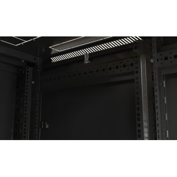 Hyperline TTB-4281-AS-RAL9004 Шкаф напольный 19-дюймовый, 42U, 2055x800х1000 мм (ВхШхГ) , передняя дверь стеклянная, задняя дверь сплошная, ручка с замком, 2 вертикальных кабельных организатора, цвет черный (RAL 9004) (разобранный)