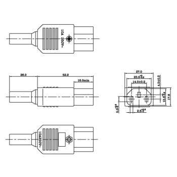 Hyperline CON-IEC320C13 Разъем IEC 60320 C13 220В 10A на кабель (плоские контакты внутри разъема), п
