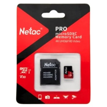 Карта памяти 256GB MicroSDXC Netac P500 Extreme Pro Class 10 UHS-I A1 V30 (100 Mb / s) + SD адаптер