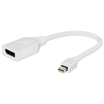 Переходник miniDisplayPort - DisplayPort, Cablexpert, 20M/20F, длина 16см, белый, паке