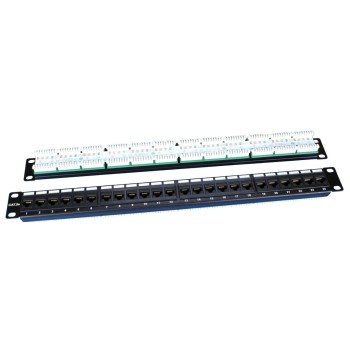 Hyperline PP3-19-24-8P8C-C5E-110D Патч-панель 19", 1U, 24 порта RJ-45, категория 5e, Dual IDC, ROHS, цвет черный