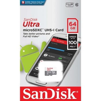 Карта памяти 64GB MicroSD SanDisk Ultra UHS-I (SDSQUNR-064G-GN3MN)