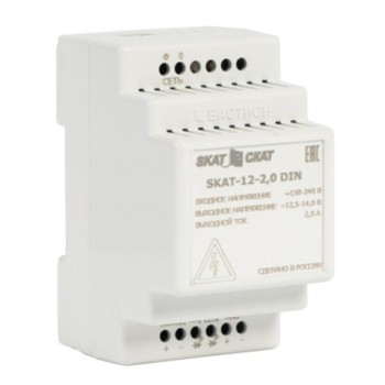 SKAT-12-2.0 DIN источник питания 12В 2,3А АКБ внешн. 1х7-17Ач ток заряда 2,0–Iнагр.