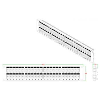 Hyperline PP3-19-48-8P8C-C5E-110D Патч-панель 19", 2U, 48 портов RJ-45, категория 5e, Dual IDC, ROHS, цвет черный
