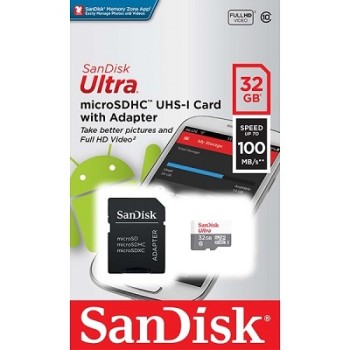 Карта памяти 32GB SanDisk Ultra microSDHC + SD Adapter 100MB / s Class 10 UHS-I